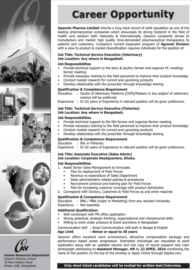 Technical Services Executive/Associate Executive, Sales Admin @Opsonin  Pharma Ltd.