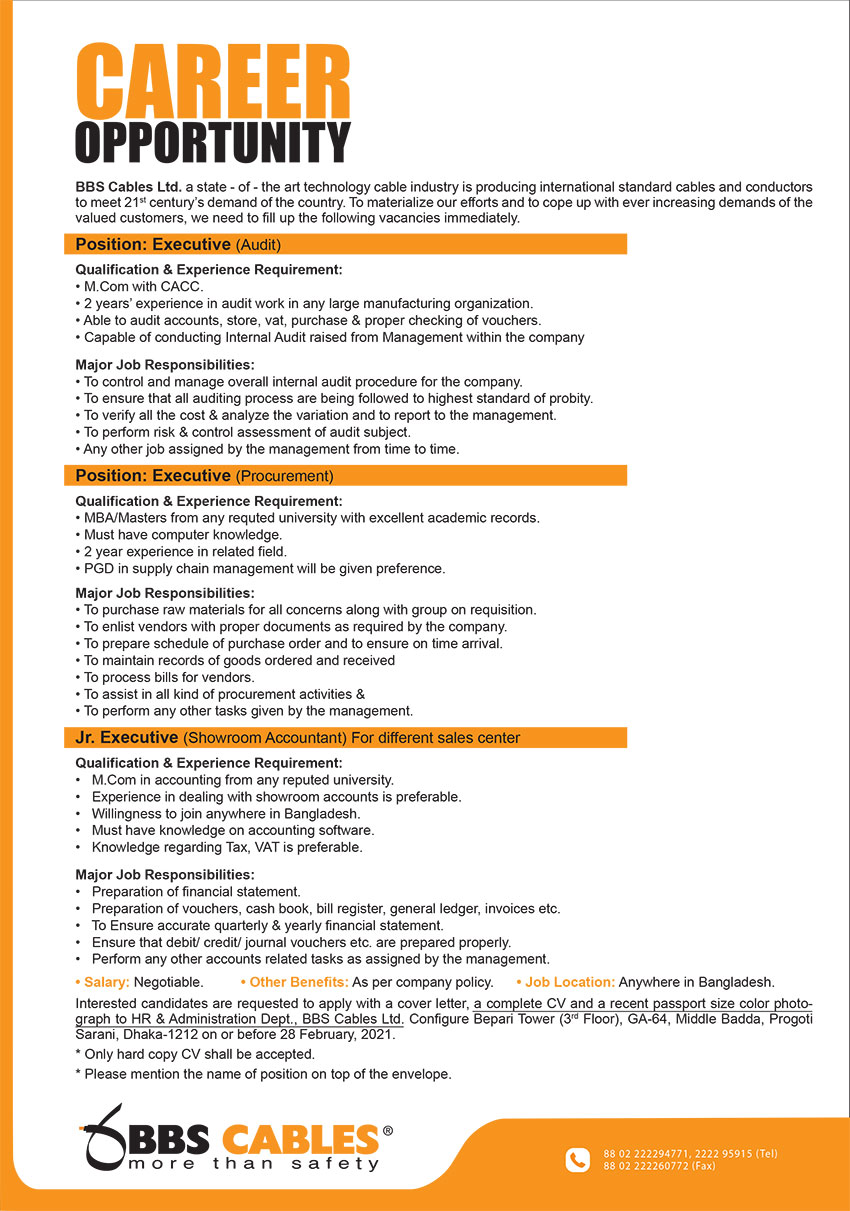 bbs cables job circular 2025