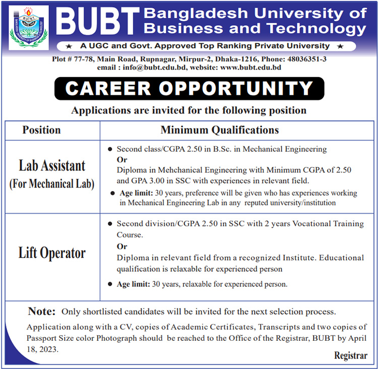 Bangladesh University of Business and Technology (BUBT)