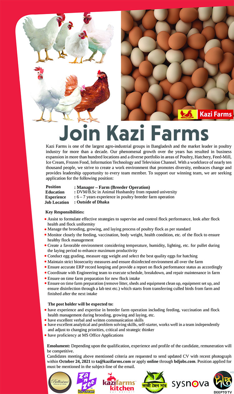 Kazi Farms Group Job Circular 2021